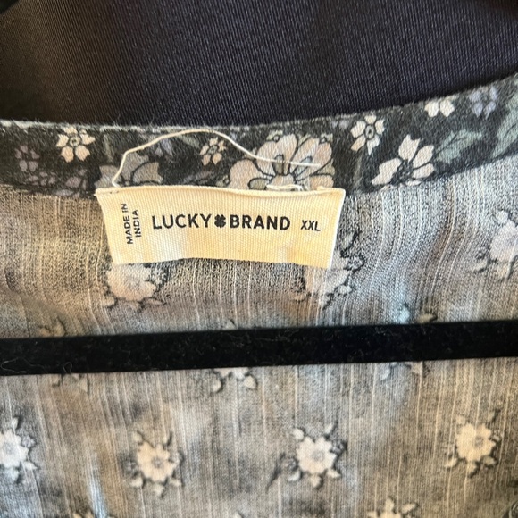 Lucky Brand Long Sleeve Peasant Blouse black and white Sz 2xl - Picture 7 of 10